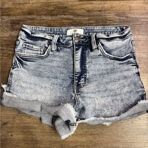 Rae Mode Stretchy Denim Shorts Size Medium Cuffed Hem Mid Rise